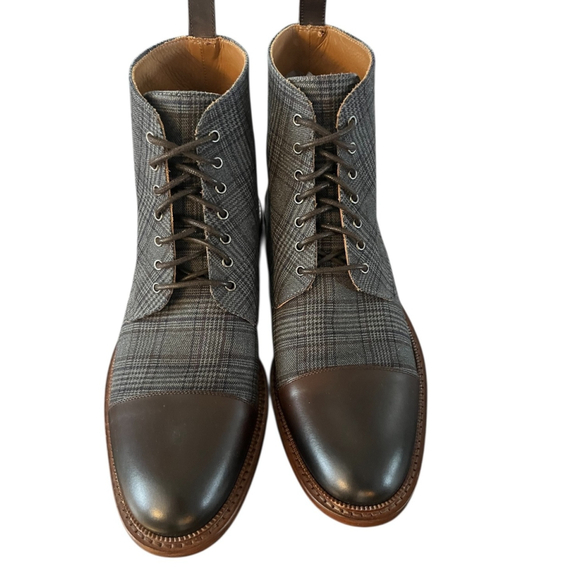 Taft Jack Boot Charcoal Gray Plaid Lace Up Size 9 - Picture 2 of 7